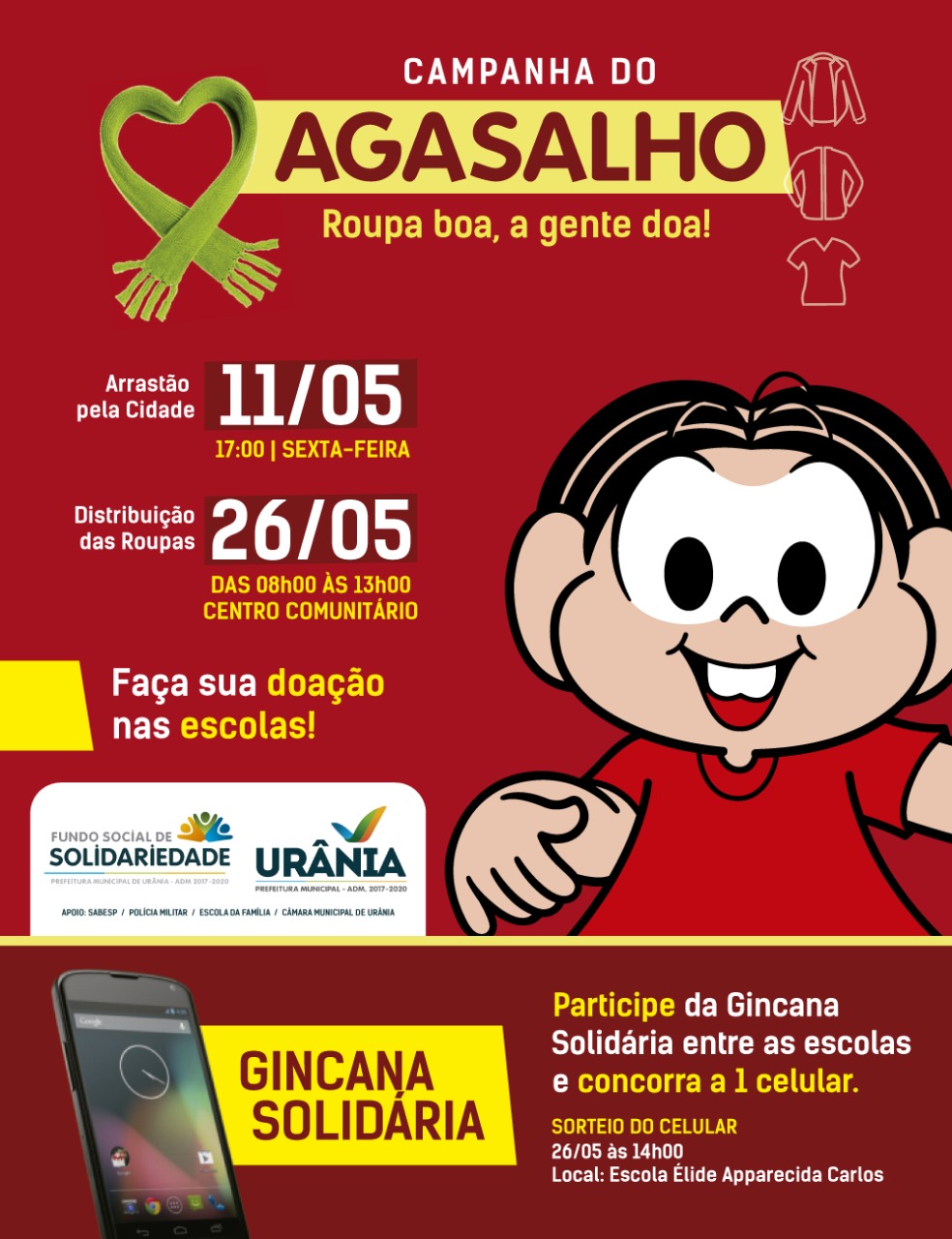 Campanha do Agasalho 2018 – Arrastão acontecerá no dia 11 de maio