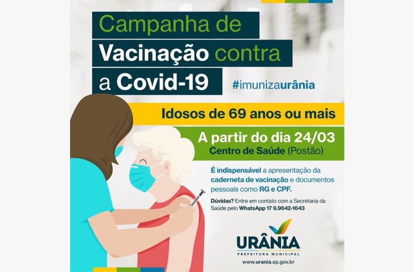  Município de Urânia inicia vacinação aos idosos de 69 a 71 anos