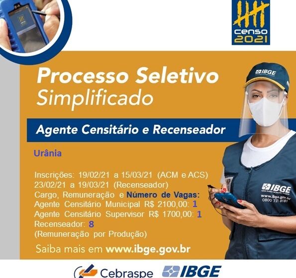 IBGE oferece oportunidades para a população de Urânia