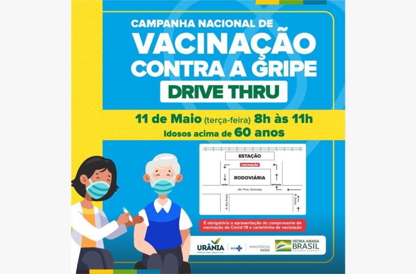  Urânia tem vacinação da gripe no sistema ‘drive-thru’