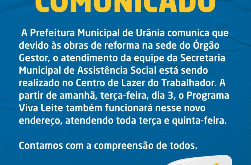  COMUNICADO – REFORMA ÓRGÃO GESTOR
