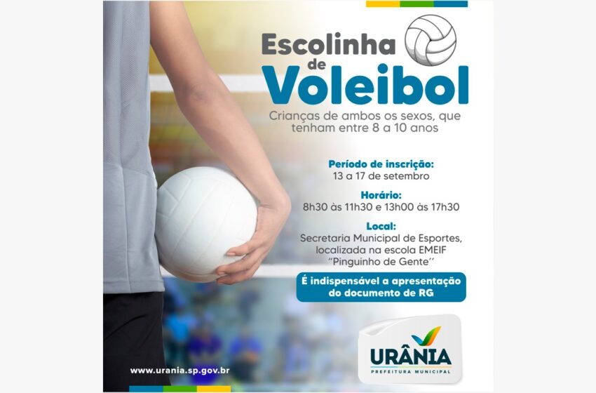  Secretaria de Esportes abre na próxima segunda-feira inscrições para a Escolinha de Voleibol de Urânia