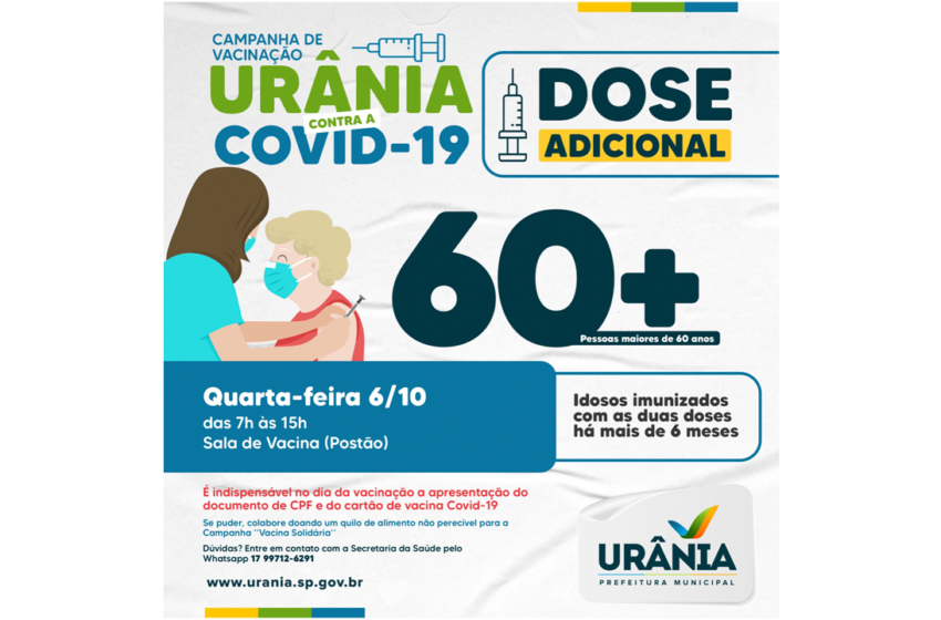  Urânia aplica dose adicional aos idosos de 60 anos ou mais