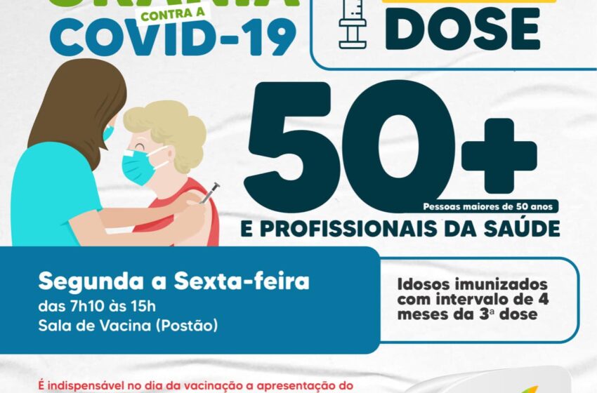  Pessoas com 50 anos ou mais e profissionais da saúde de Urânia já podem tomar a quarta dose contra a Covid-19