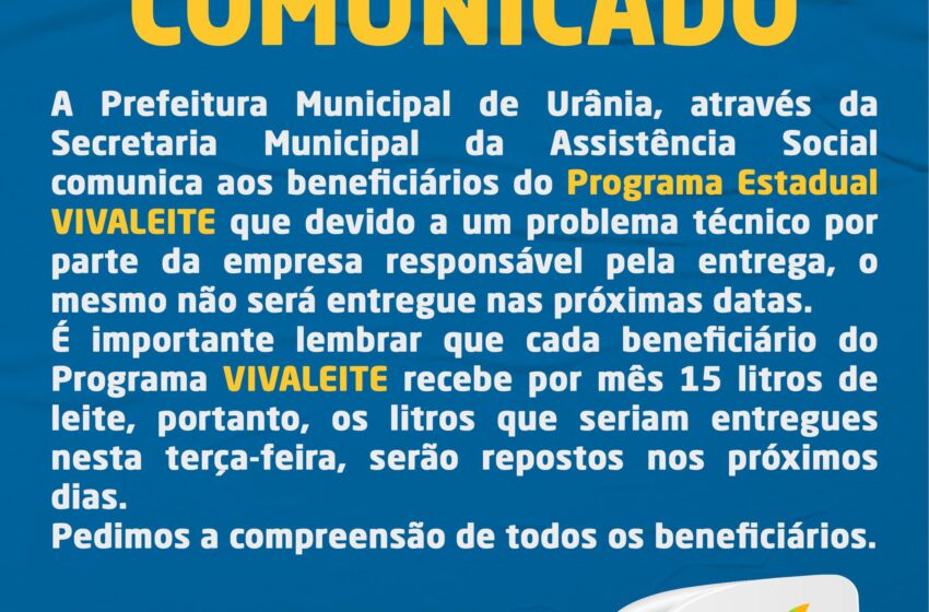  COMUNICADO – VIVALEITE