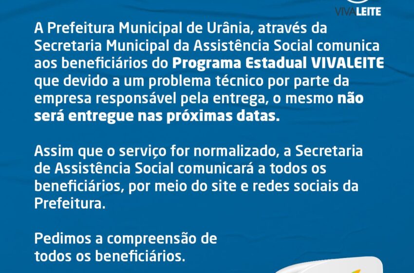 COMUNICADO – VIVALEITE