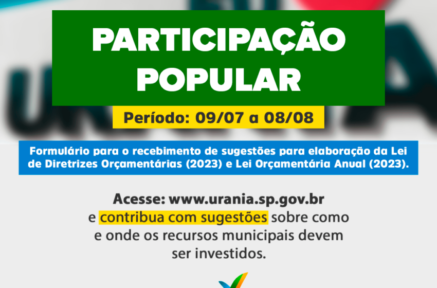  COMUNICADO – PARTICIPAÇÃO POPULAR