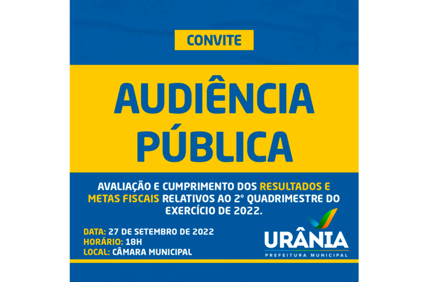 COMUNICADO – AUDIÊNCIA PÚBLICA