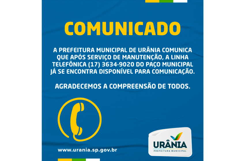  COMUNICADO – ATENDIMENTO TELEFÔNICO