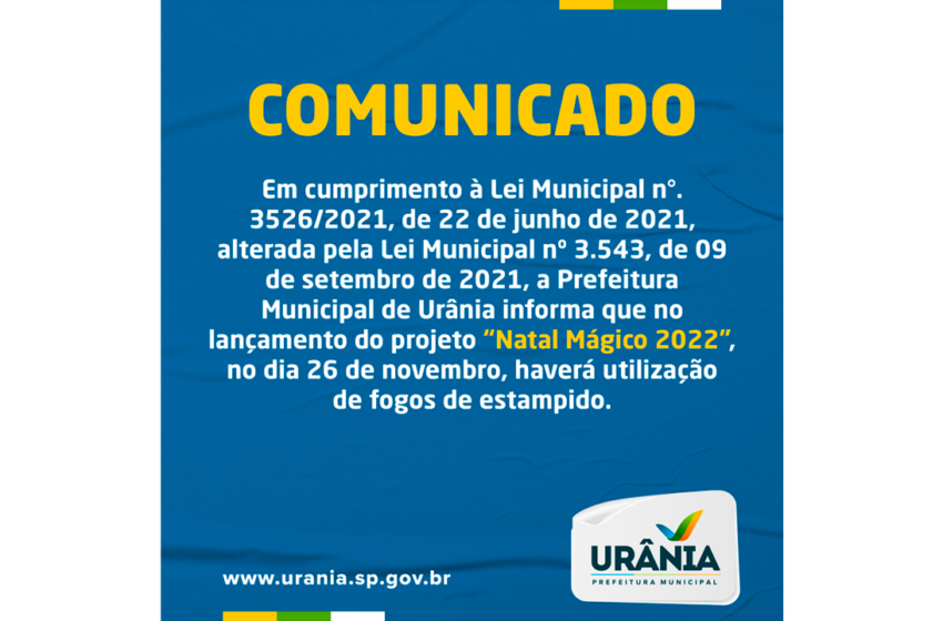  COMUNICADO – FOGOS DE ESTAMPIDO