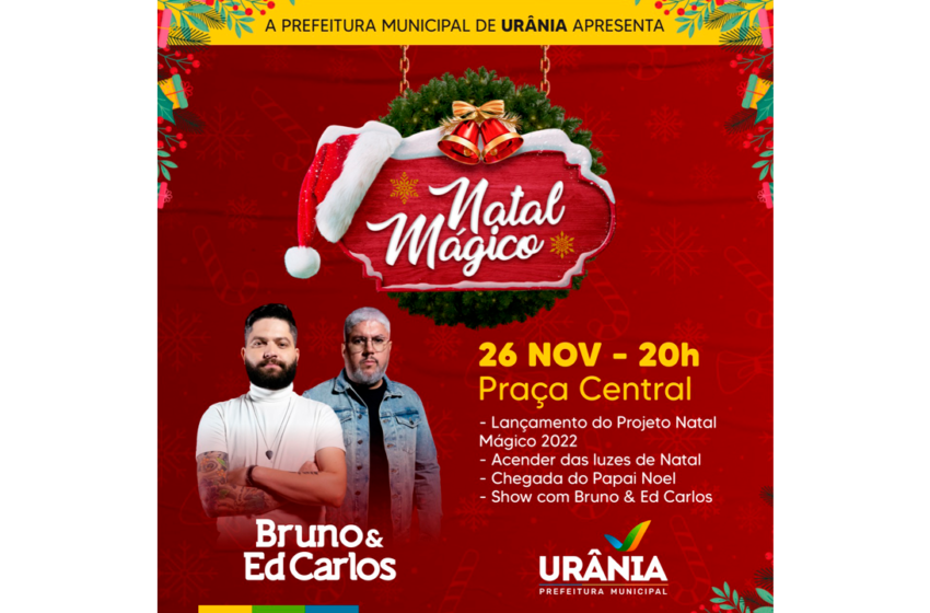 Natal Mágico 2022: Urânia terá lançamento do acender das luzes no próximo sábado