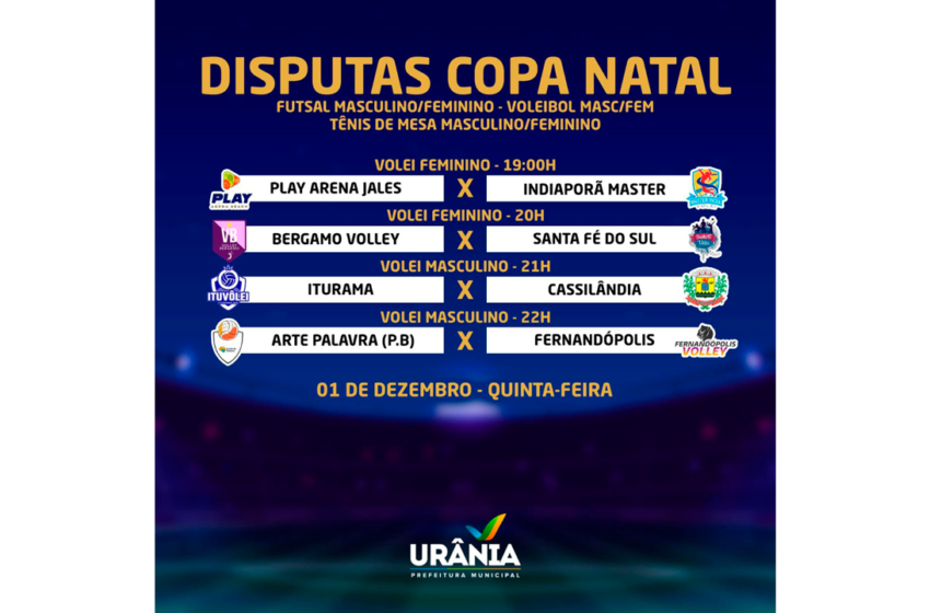  PROGRAMAÇÃO: 9ª Copa Natal de Urânia – 1 DE DEZEMBRO