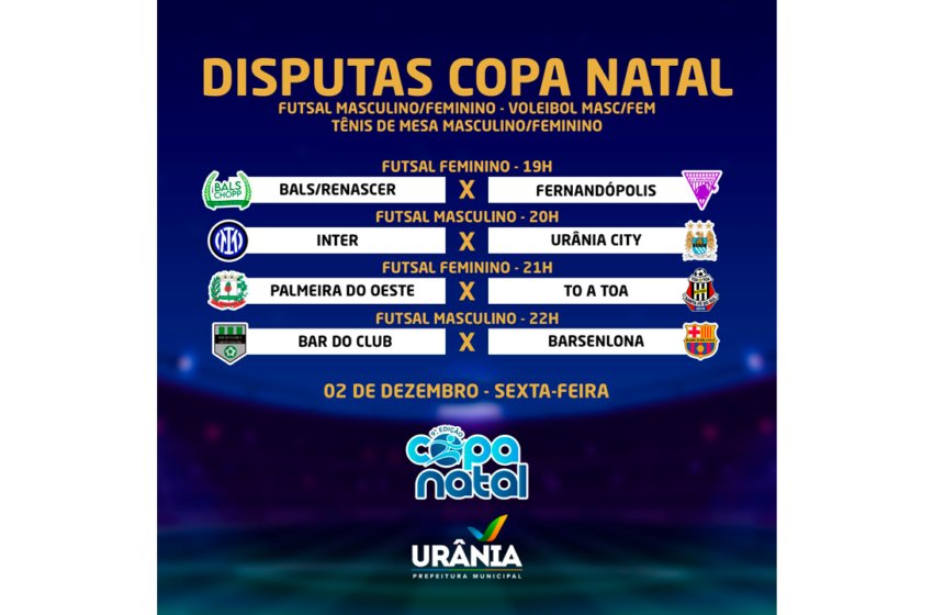  PROGRAMAÇÃO: 9ª Copa Natal de Urânia – 2 DE DEZEMBRO