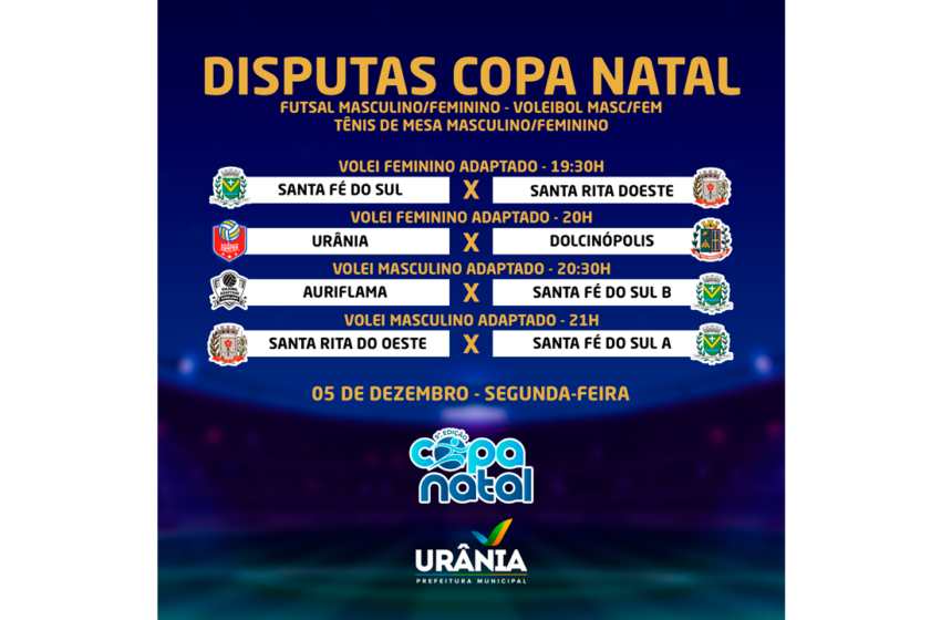  PROGRAMAÇÃO: 9ª Copa Natal de Urânia – 5 DE DEZEMBRO