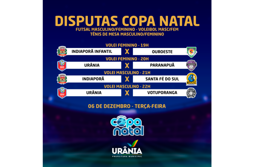  PROGRAMAÇÃO: 9ª Copa Natal de Urânia – 6 DE DEZEMBRO