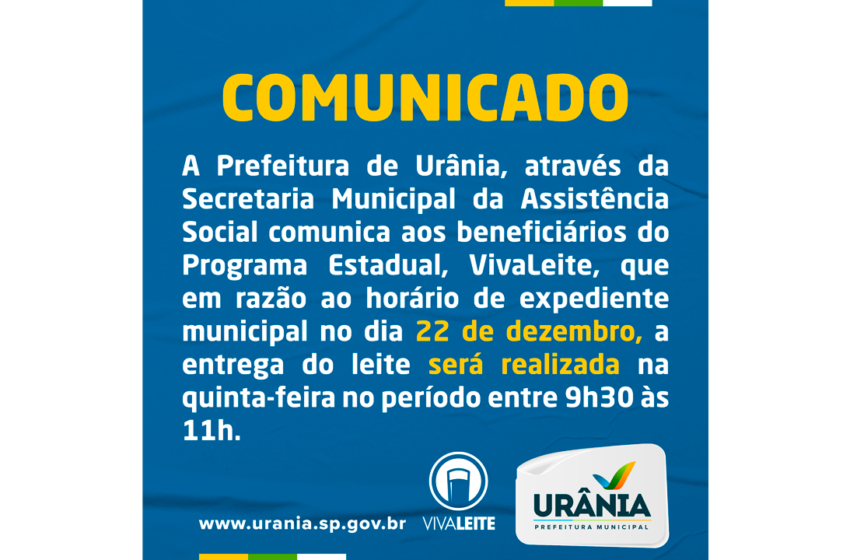COMUNICADO – PROGRAMA VIVALEITE
