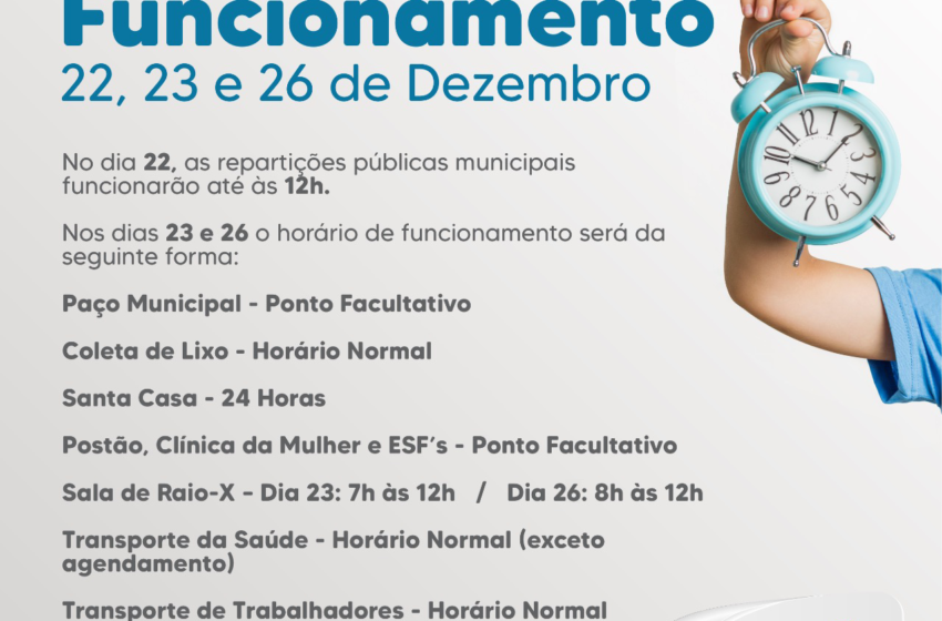  COMUNICADO – HORÁRIO DE FUNCIONAMENTO – NATAL