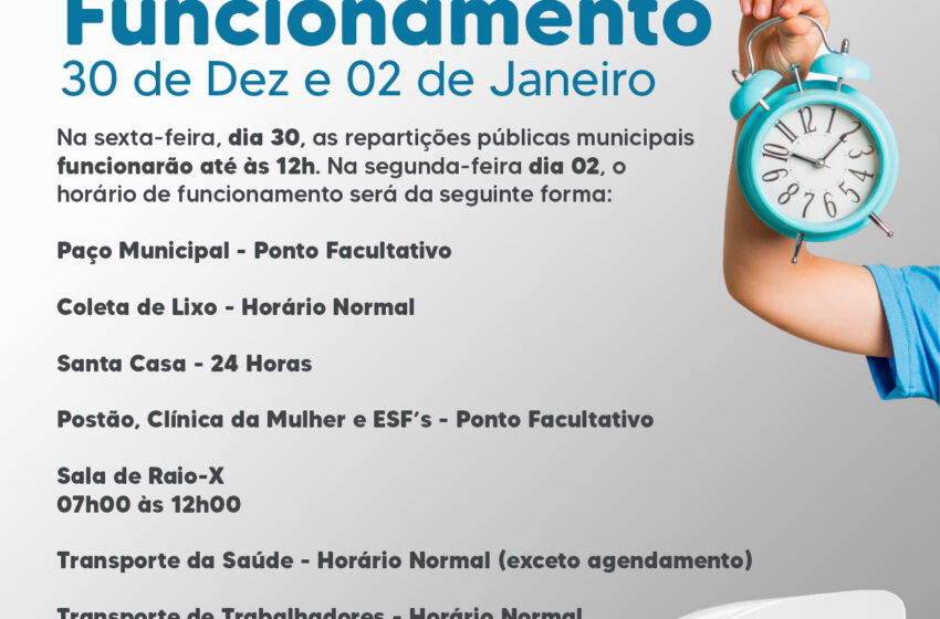  COMUNICADO – HORÁRIO DE ATENDIMENTO FIM DE ANO