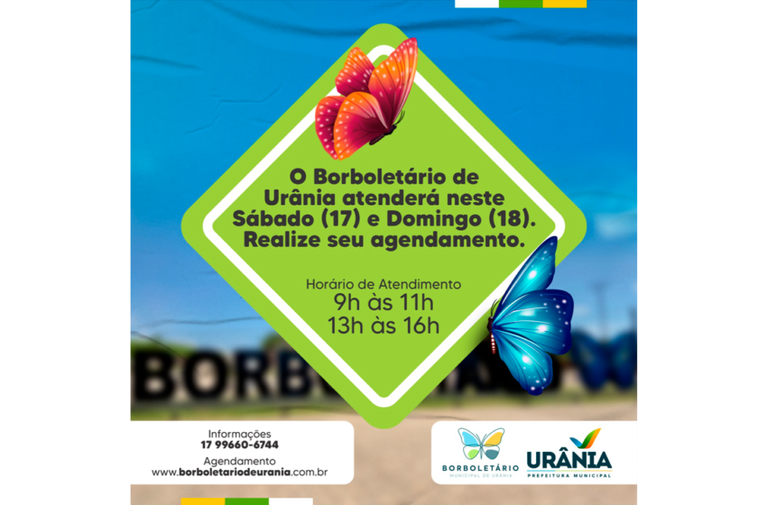 Borboletário Municipal atenderá neste fim de semana
