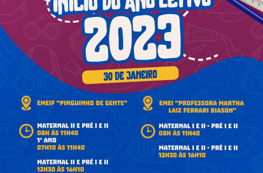 Educação divulga calendário escolar municipal com início do ano letivo 2023 no dia 30 de janeiro em Urânia